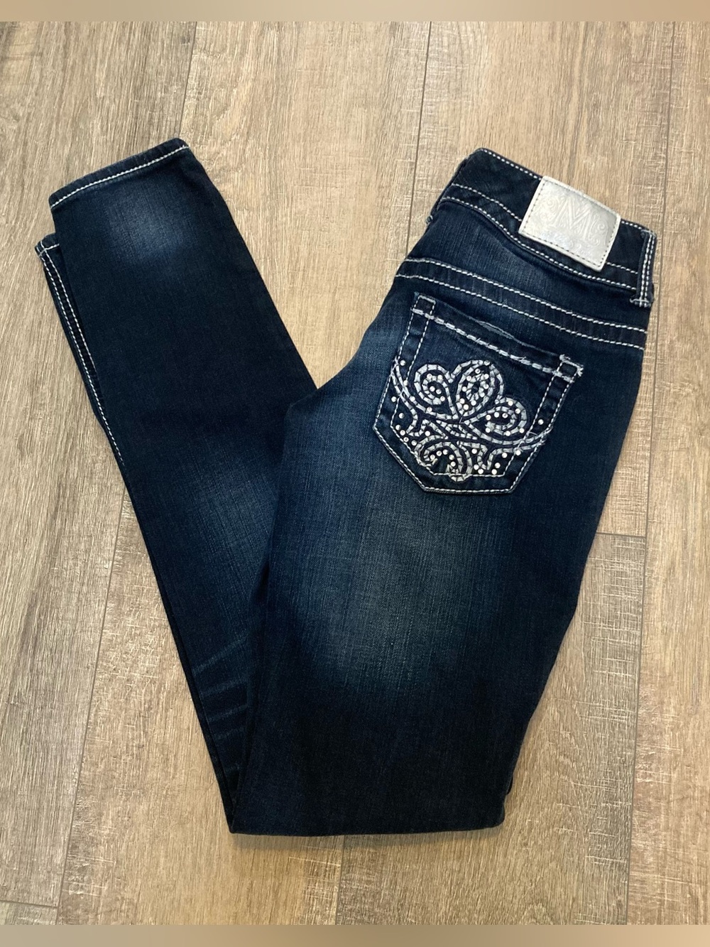 Maurices Premium Straight Leg Denim Jeans Womens Sz. 1/2 Reg Blue Dark Wash Y2K